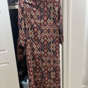 Chic Geometric Long Sleeve Midi Dress